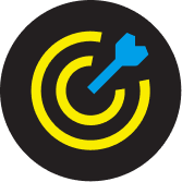 Target with blue arrow in bullseye.
