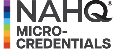 NAHQ Micro-credentials logo with colorful stripes.