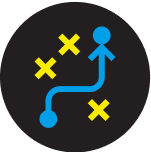 Strategy icon with arrows and crosses