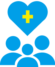 Healthcare family icon with heart symbol