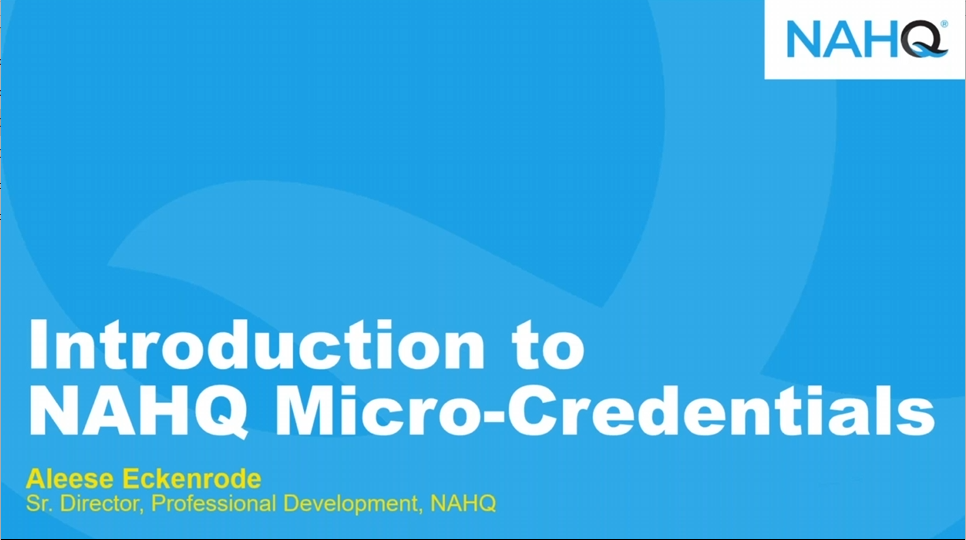NAHQ Micro-Credentials Introduction by Aleese Eckenrode