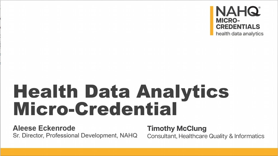 Health Data Analytics Micro-Credential presentation slide