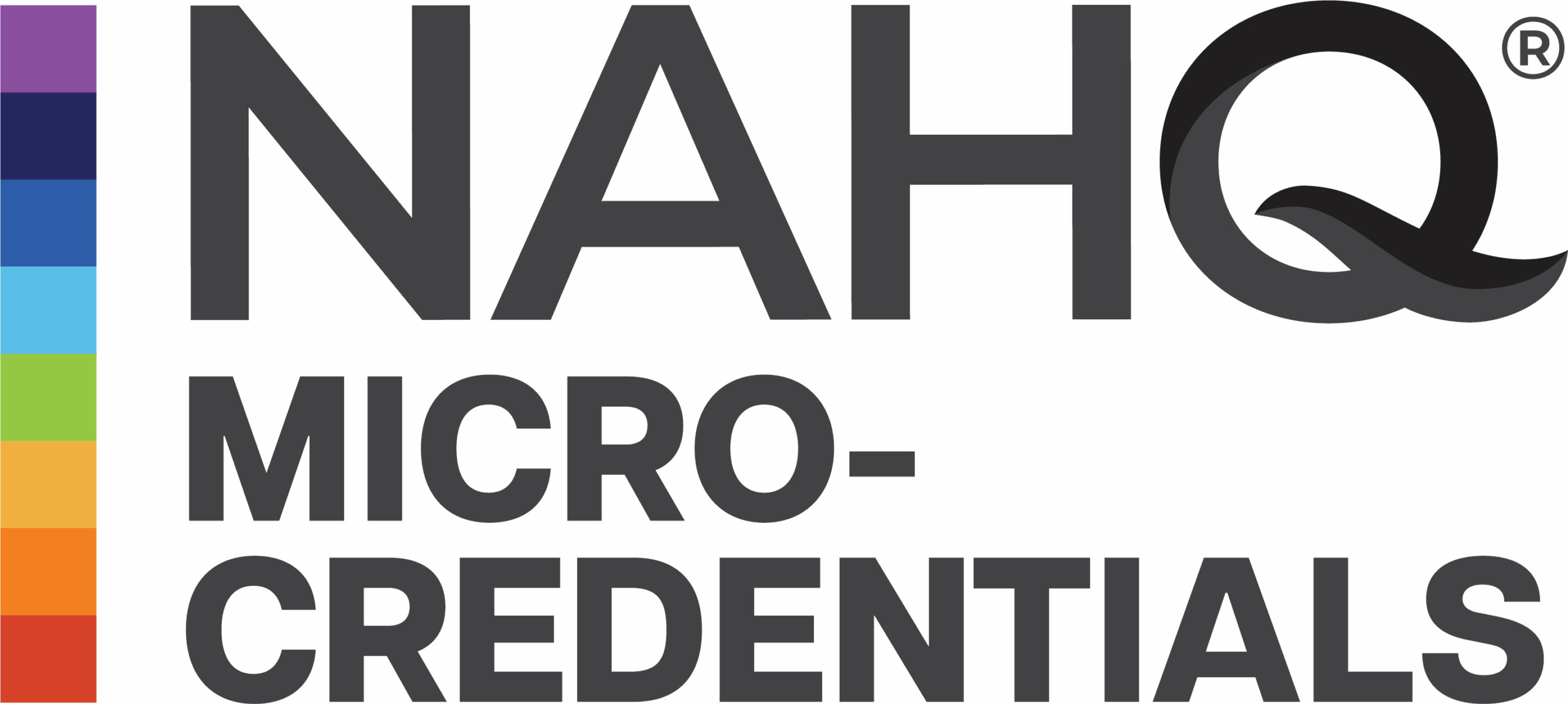 NAHQ Micro-Credentials logo with rainbow stripes