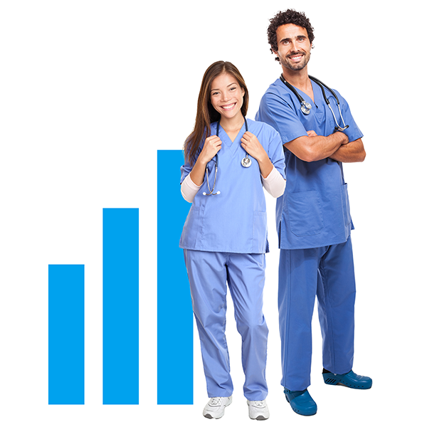 Two healthcare professionals with growth chart.