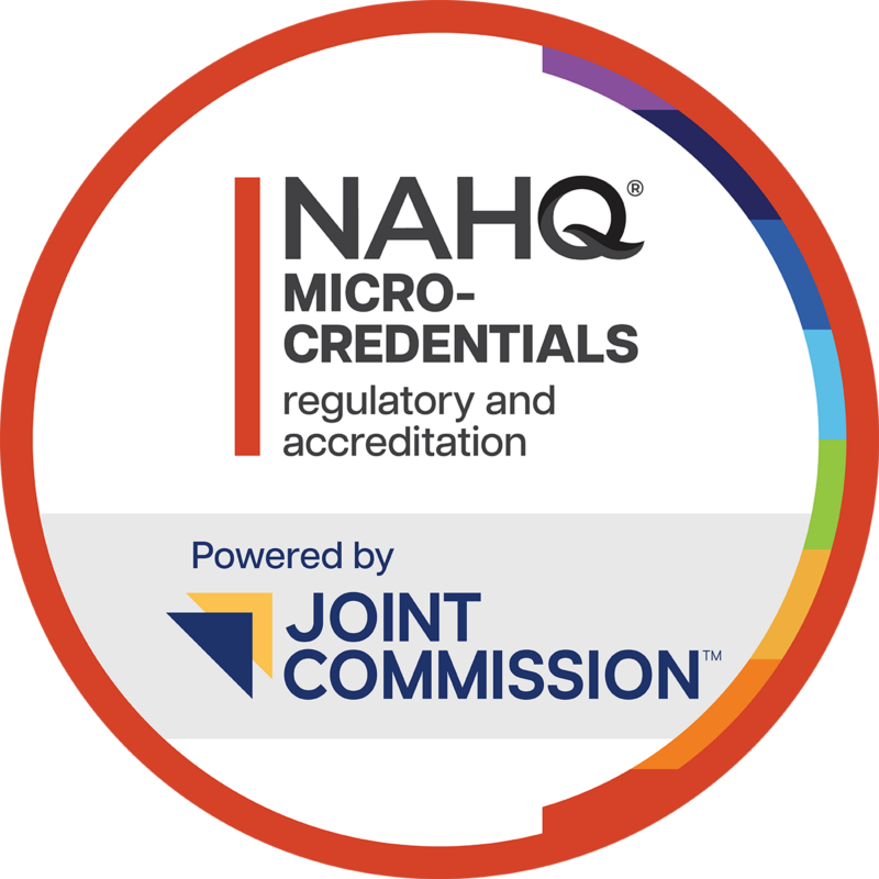 NAHQ Micro-Credentials logo with rainbow stripes