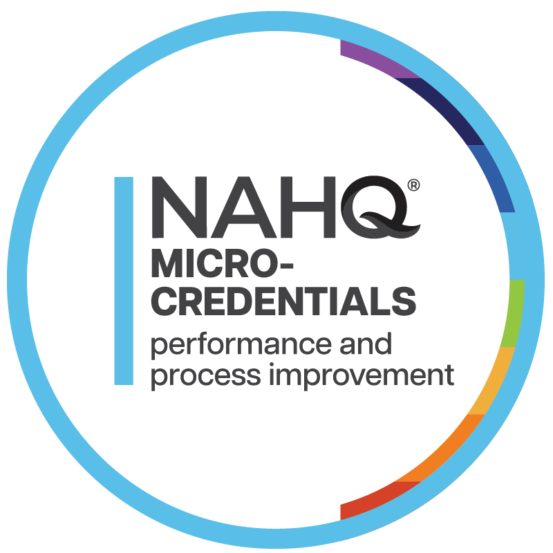 NAHQ Micro-Credentials logo with rainbow stripes