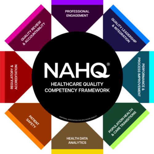 Healthcare quality competency framework diagram.